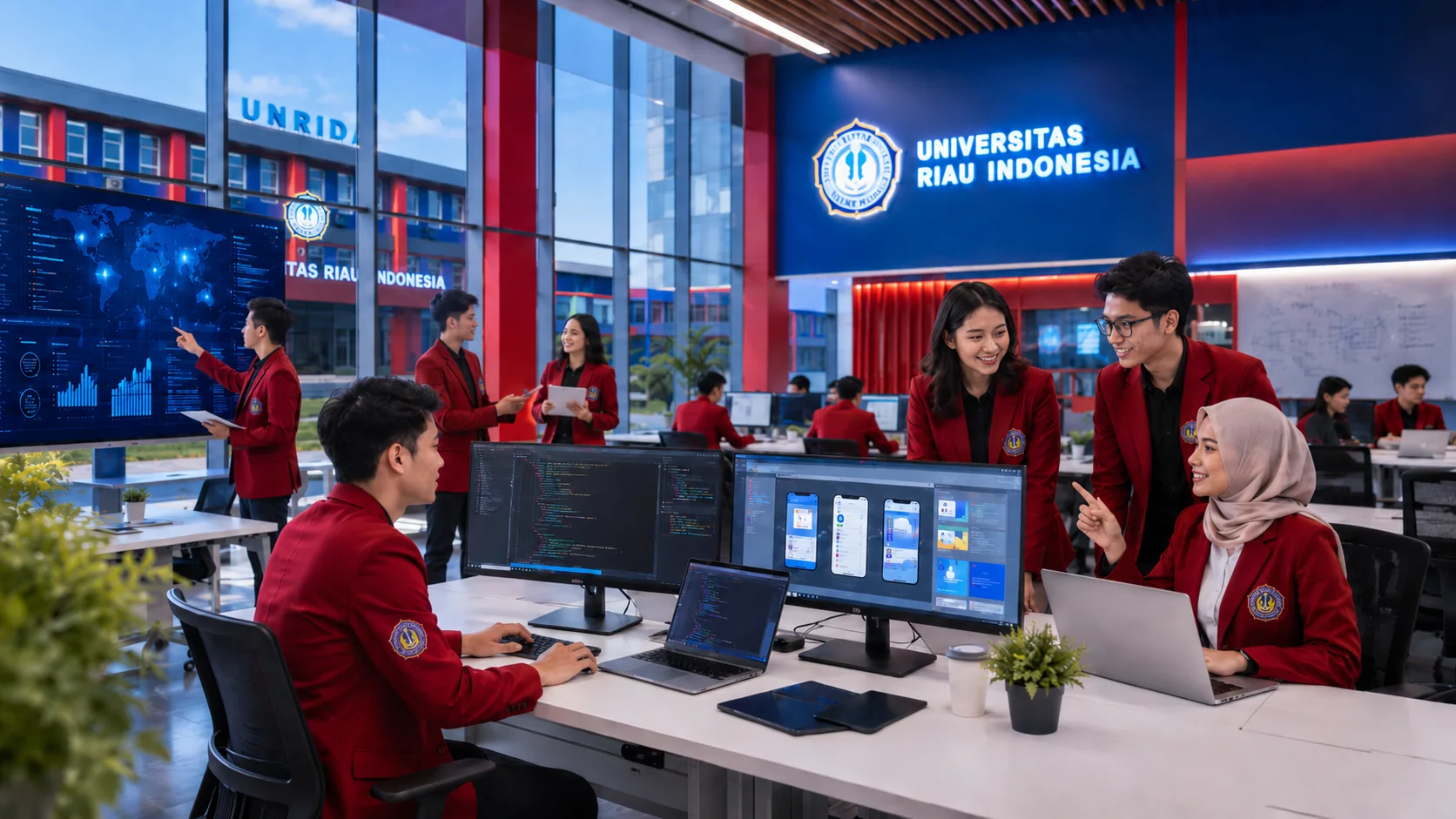 Mahasiswa FTI berkolaborasi mengembangkan aplikasi di laboratorium digital